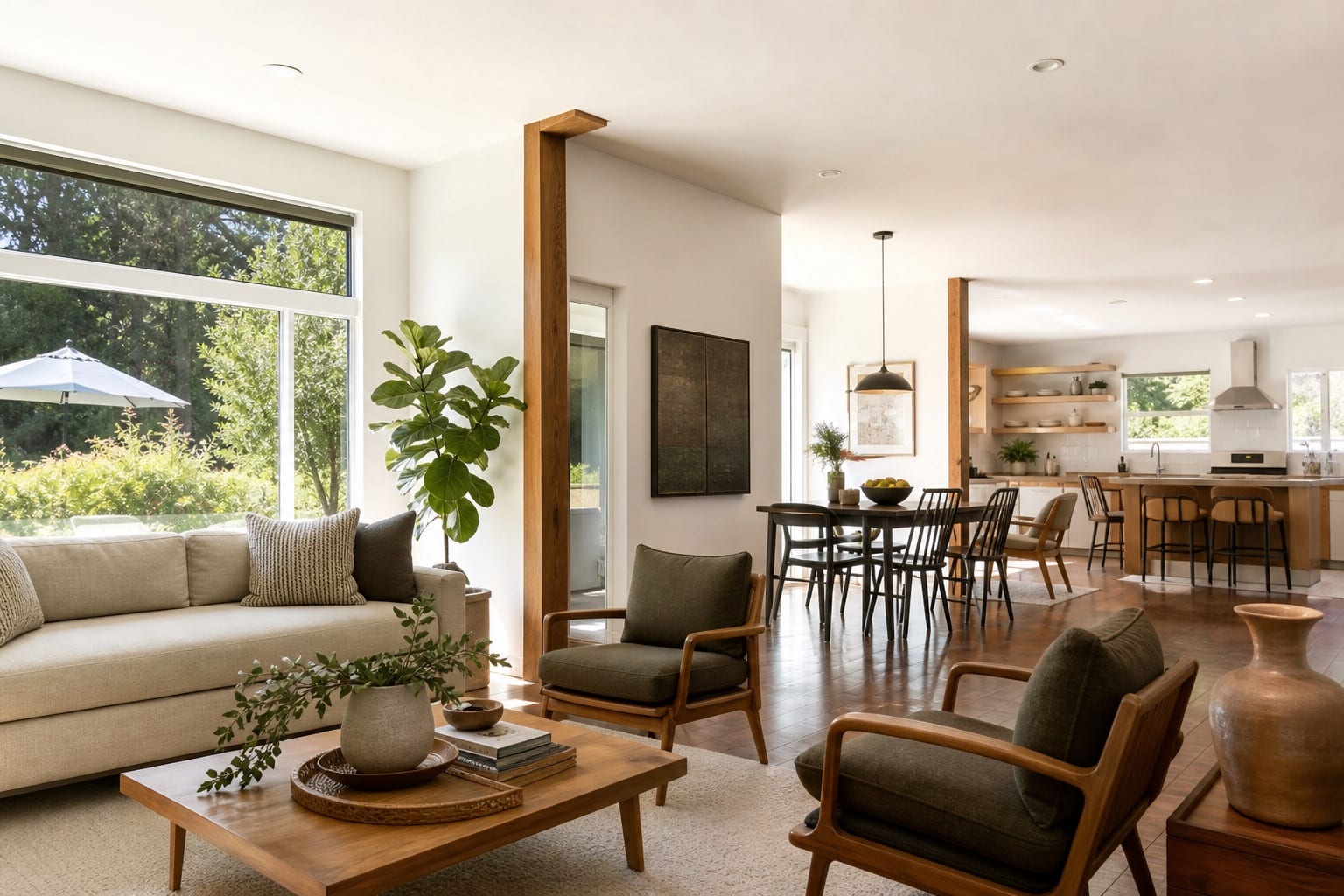 Open independent living residence with natural light