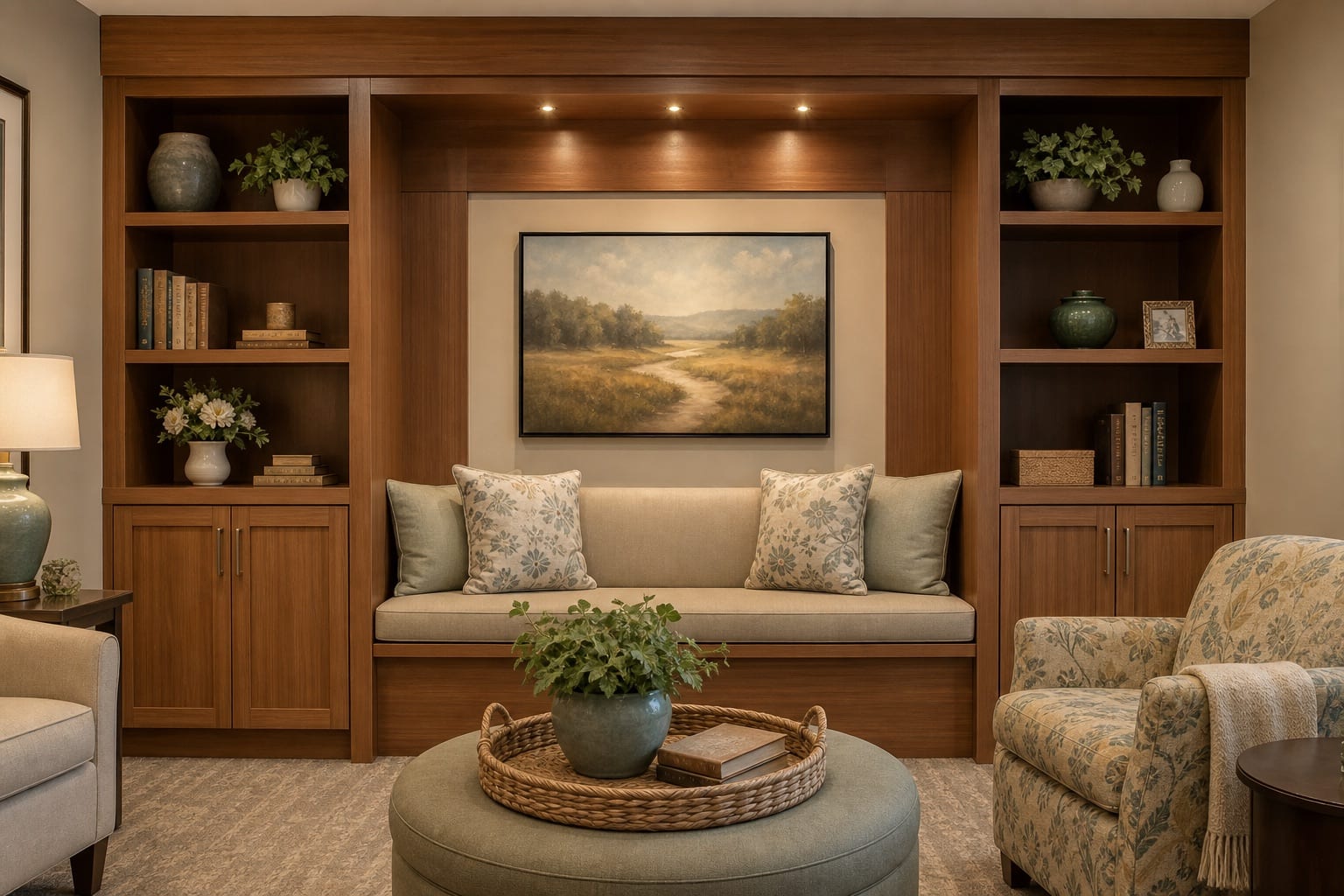 Welcoming community interior for memory care families