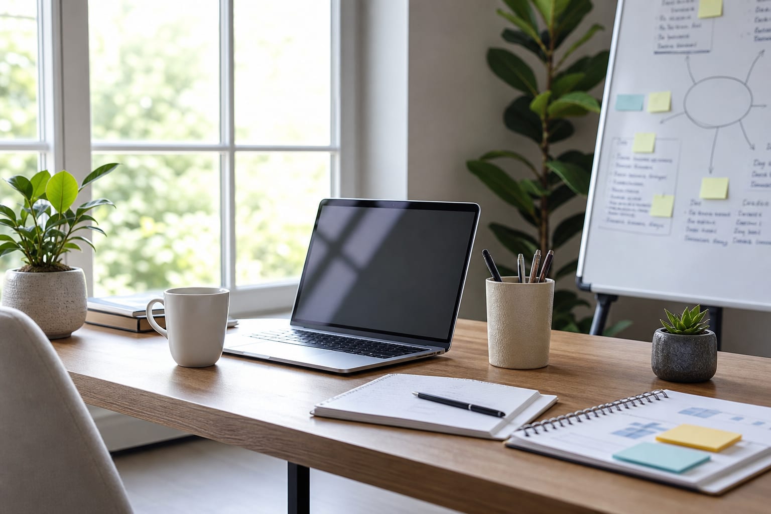 Bright workspace near a window for senior living SEO planning