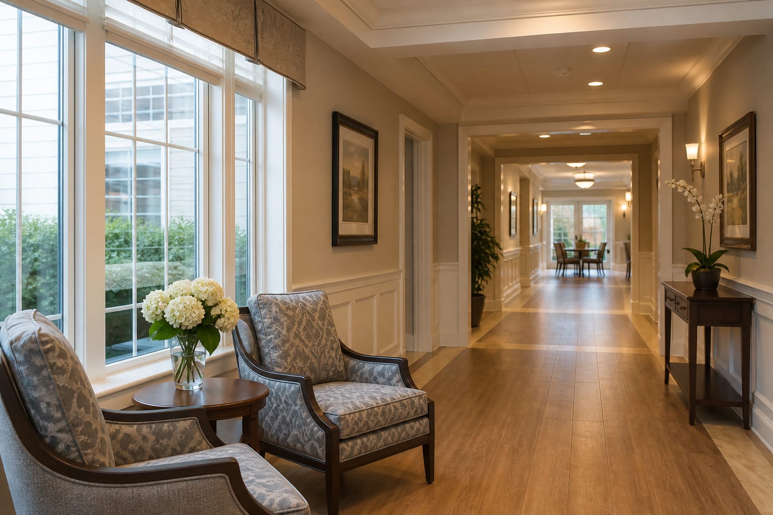 Bright senior living residence interior for website design