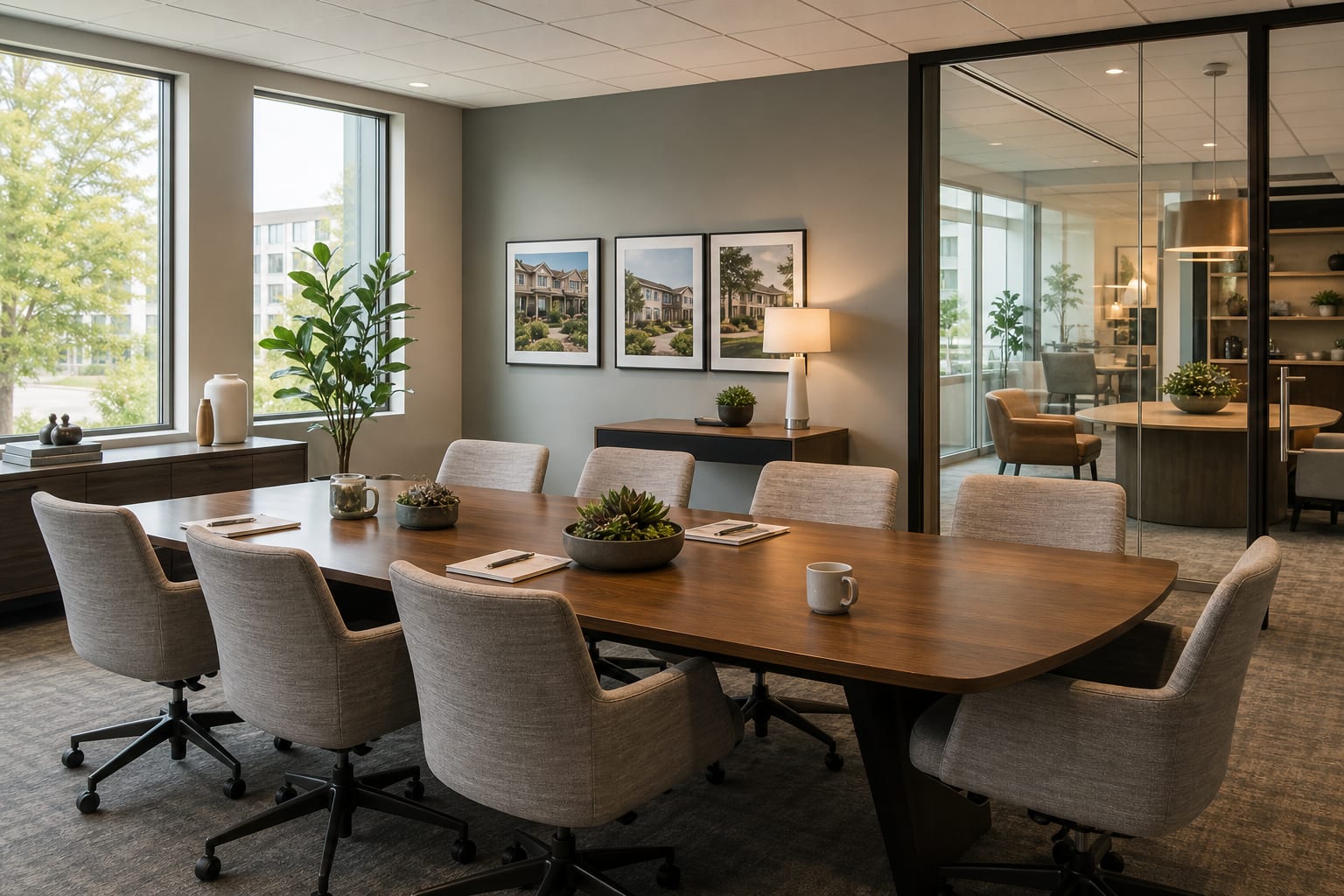 Bright meeting space for senior living operator leadership